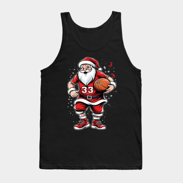 Santa Slam Dunk, Merry Christmas Gift, Basketball Gift Tank Top by Customo